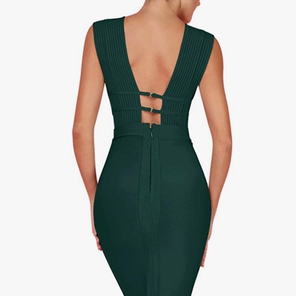 Women 'Sexy Deep V Plunge Sleeveless Cut Out Bodycon Bandage Dress - Picture 4 of 9